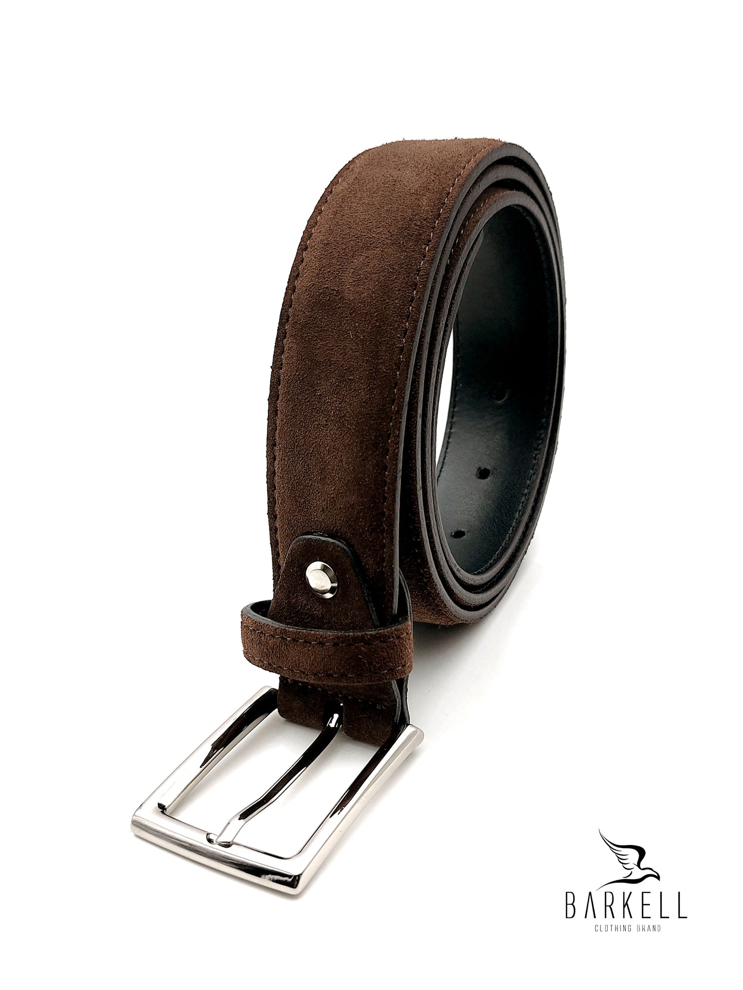 Cintura In Vera Pelle Camoscio Marrone Scuro