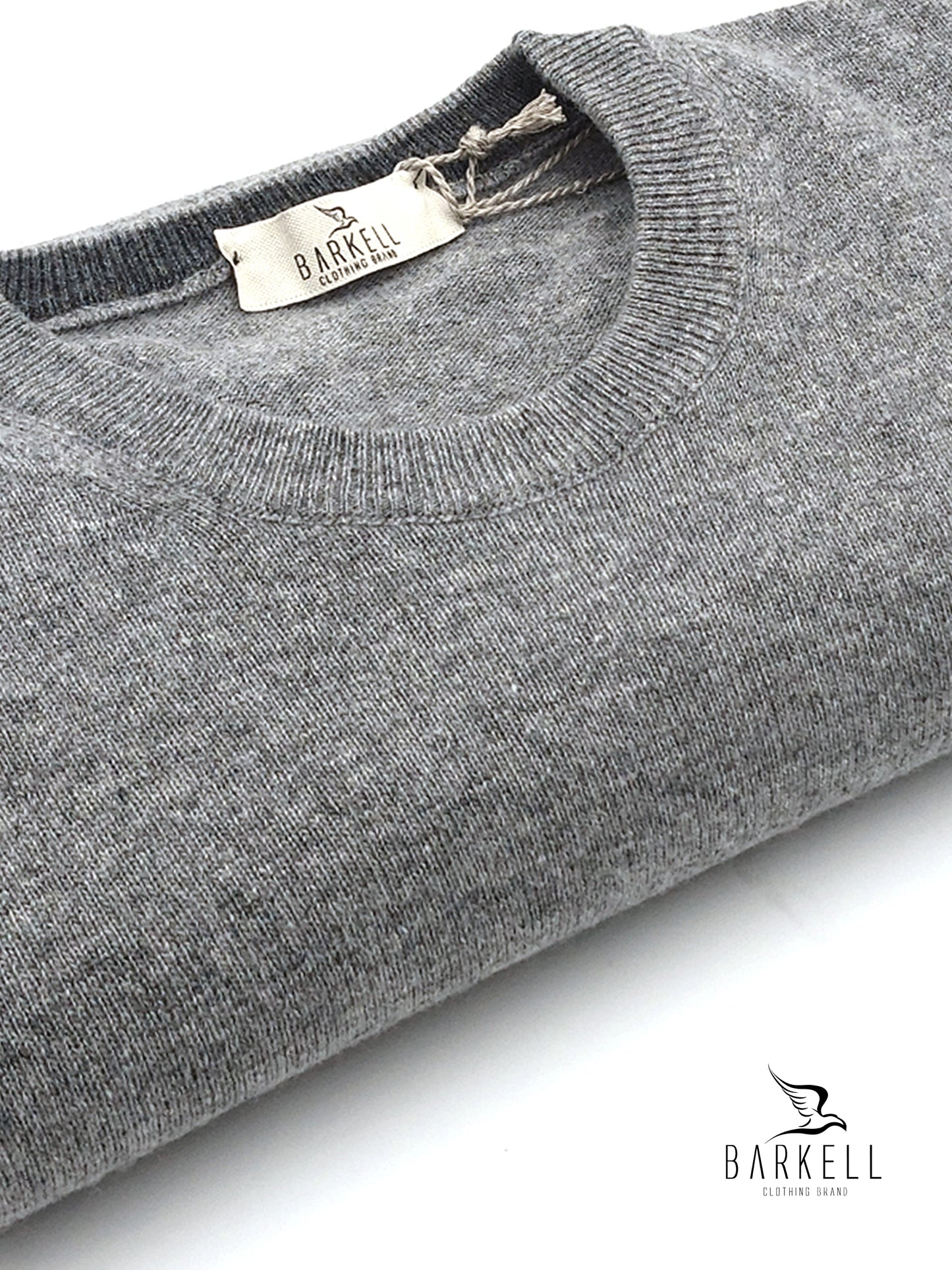 Maglia Girocollo Rasata in Misto Lana con 10% di Cashmere Color Grigio