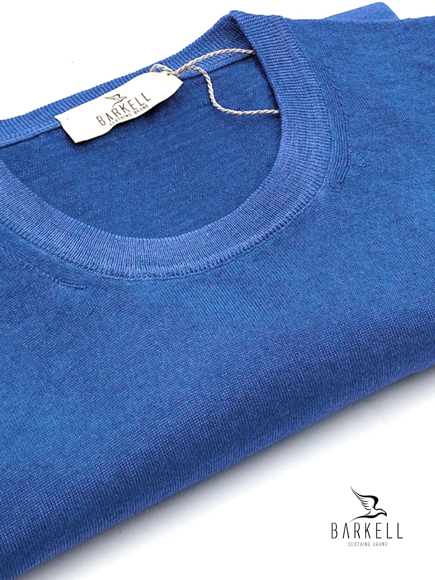 Maglia Girocollo Rasata in Pura Lana Merinos Extrafine Delavè Color Celeste Ice Vintage