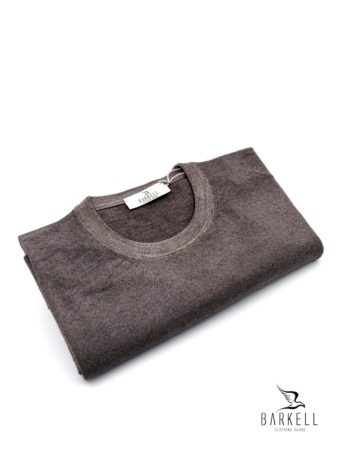 Maglia Girocollo Rasata in Pura Lana Merinos Extrafine Delavè Color Nocciola Ice Vintage