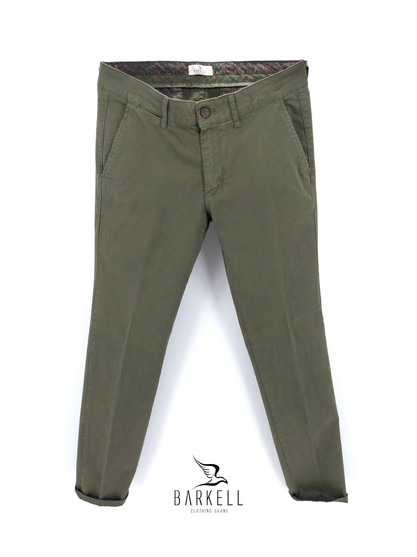 Pantalone Salvia Modello Chinos in Cotone Raso
