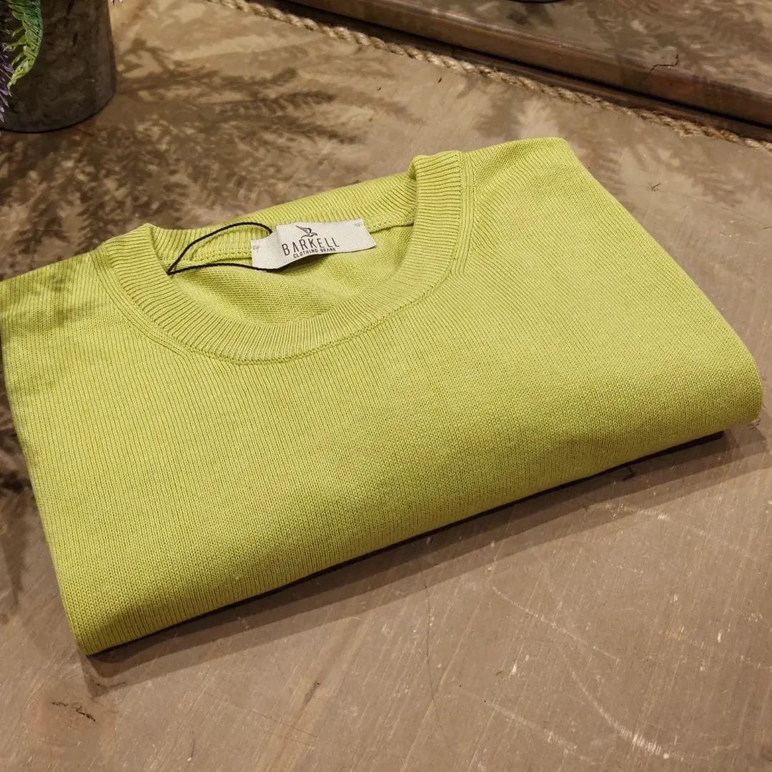 Maglia Girocollo in Puro Cotone Rasato Color Lime