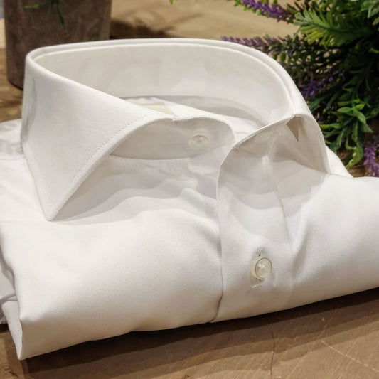 Camicia in Cotone No Stiro Zephir Bianco Collo Francese