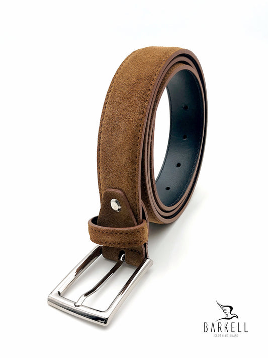 Cintura In Vera Pelle Camoscio Marrone Chiaro