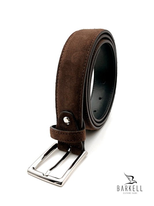 Cintura In Vera Pelle Camoscio Marrone Scuro