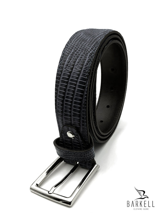Cintura In Vera Pelle Motivo Tejus Blu