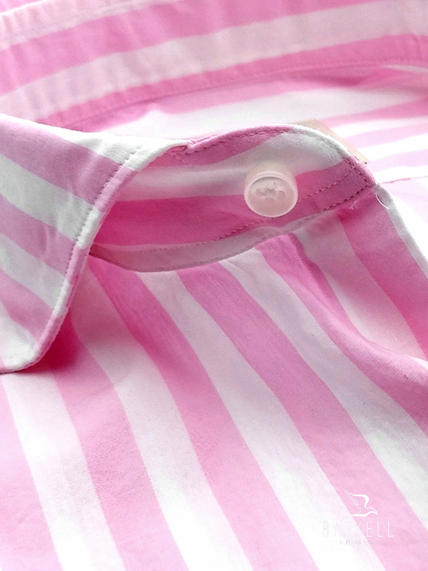 Camicia in Cotone Rigata Rosa e Bianco Collo Francese Cutaway