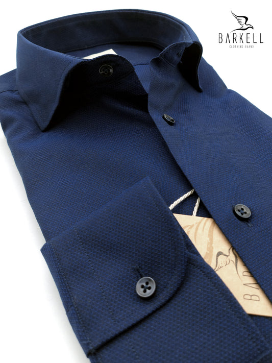 Camicia in Cotone Giro Inglese Blu Collo Francese