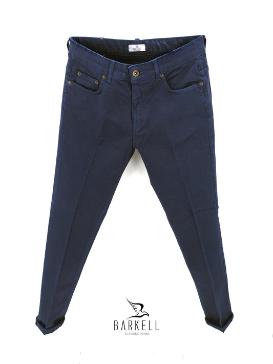 Pantalone Indaco Modello Jeans Cinque Tasche in Cotone Drill