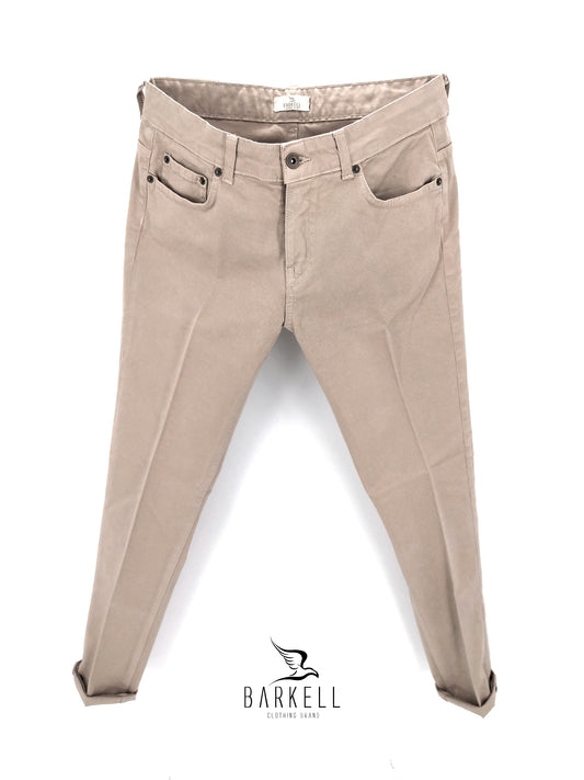 Pantalone Sabbia Modello Jeans Cinque Tasche in Cotone Drill