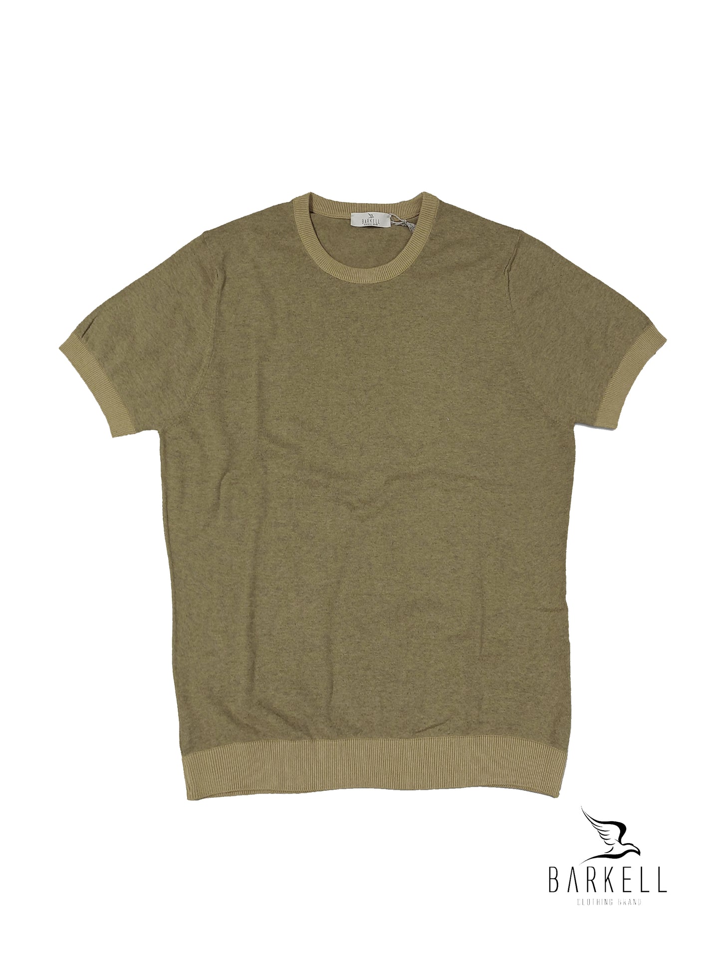 Maglia Mezza Manica Girocollo in Puro Cotone Sale e Pepe Color Verde Militare