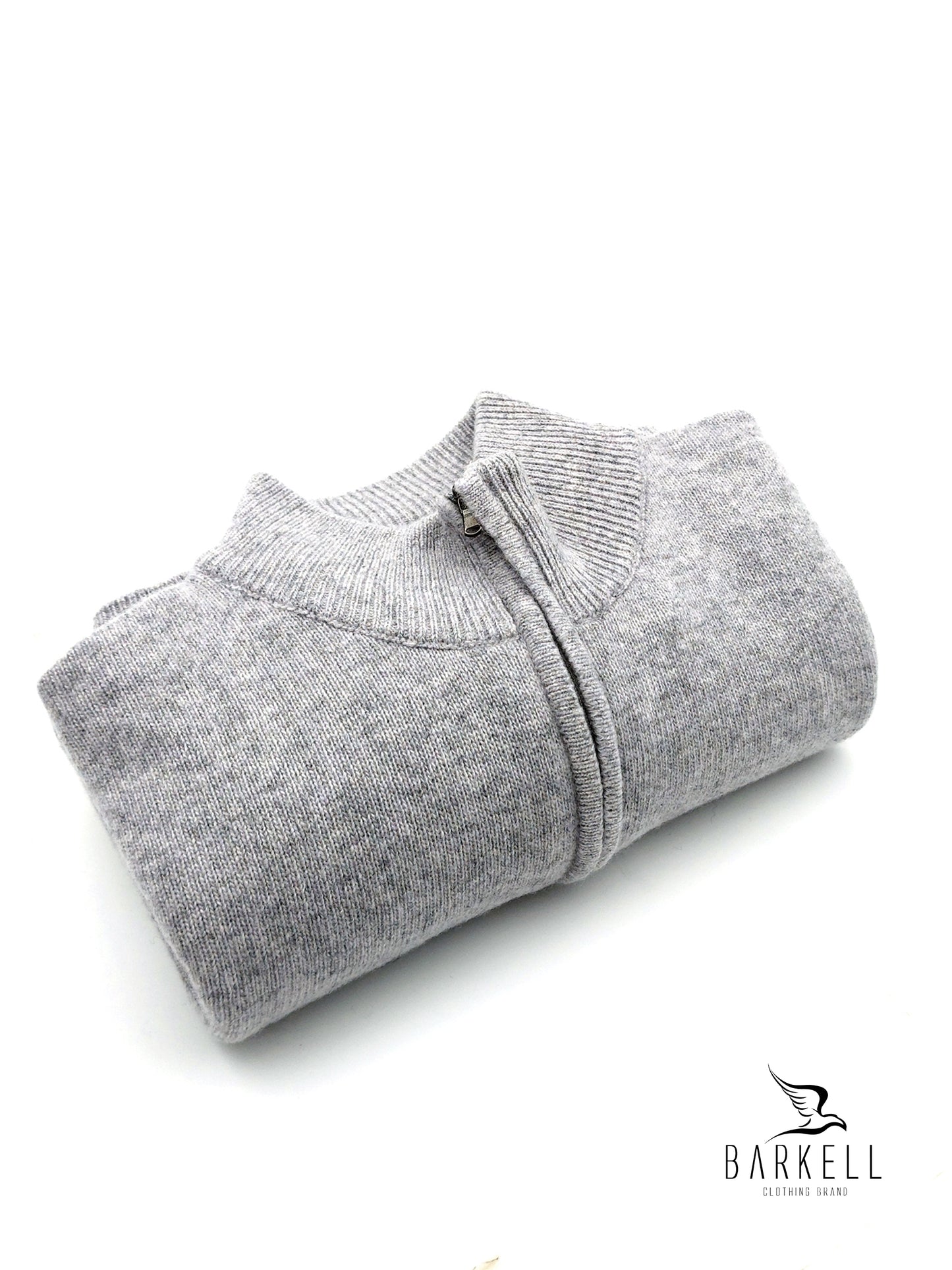 Maglia Mezza Zip in Pura Lana Supersoft Color Grigio Chiaro