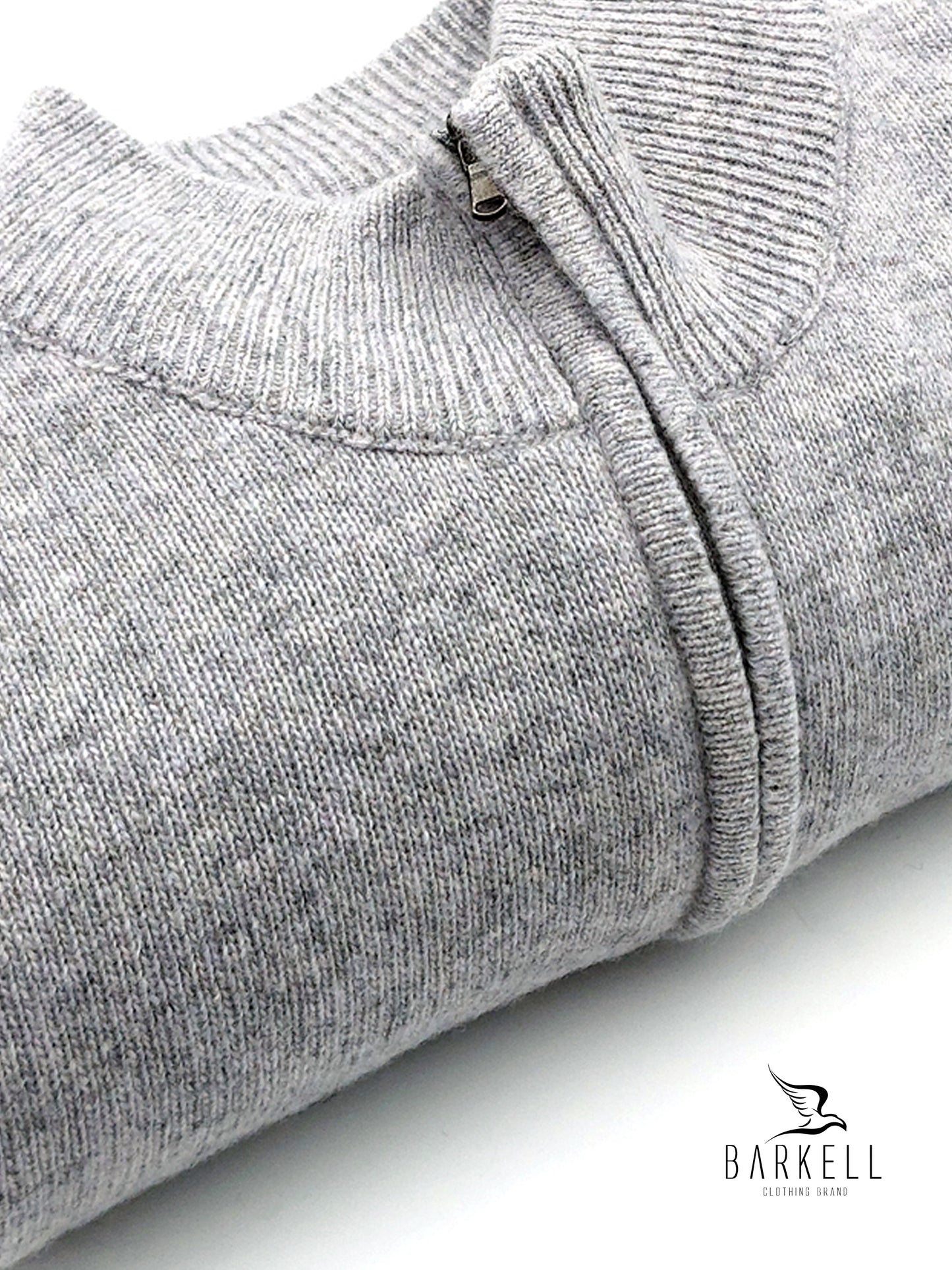 Maglia Mezza Zip in Pura Lana Supersoft Color Grigio Chiaro