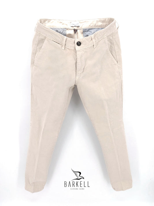 Pantalone Invernale Gesso Modello Chinos in Cotone Gabardina