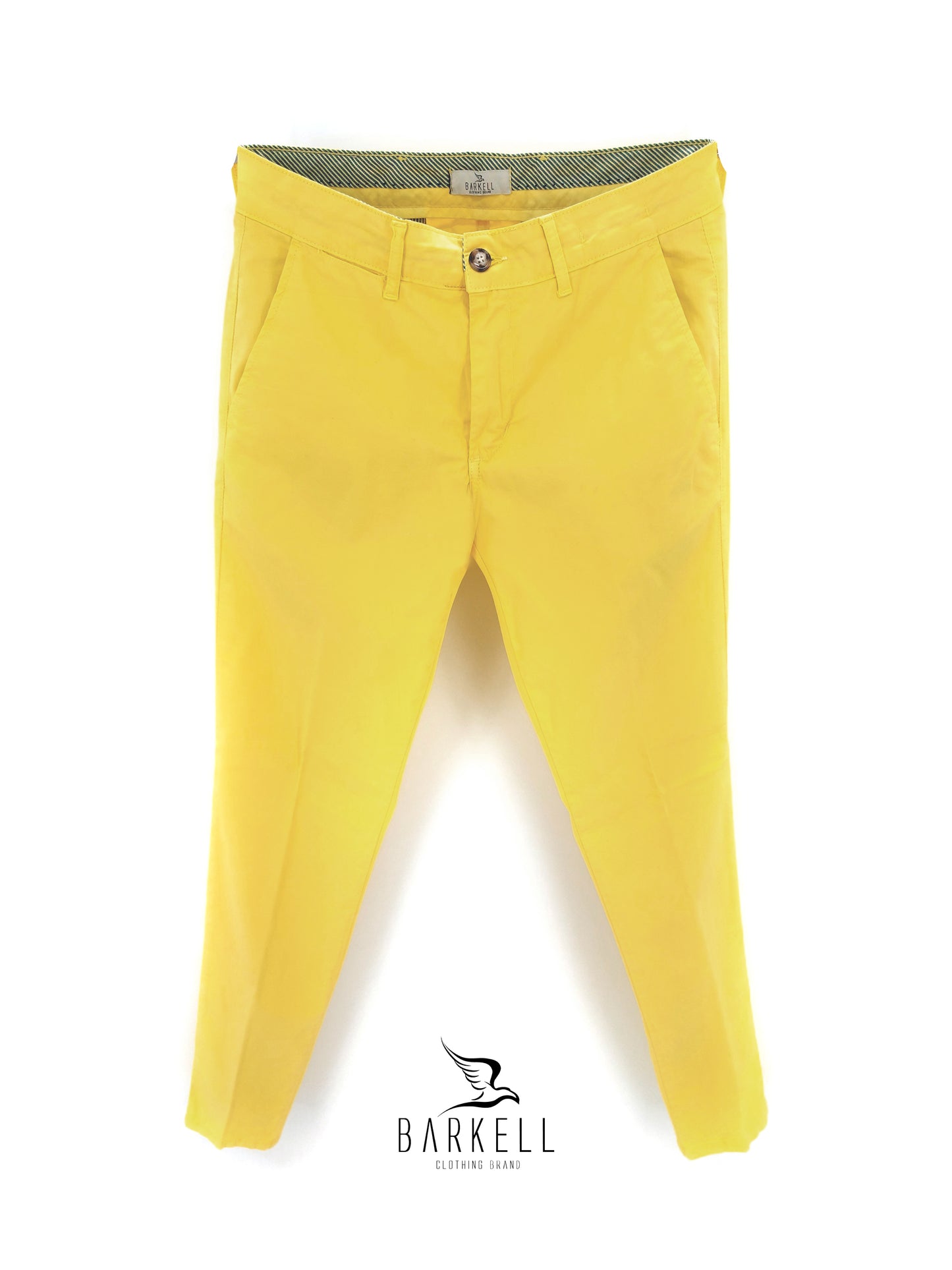 Pantalone Giallo Modello Chinos in Cotone Gabardina