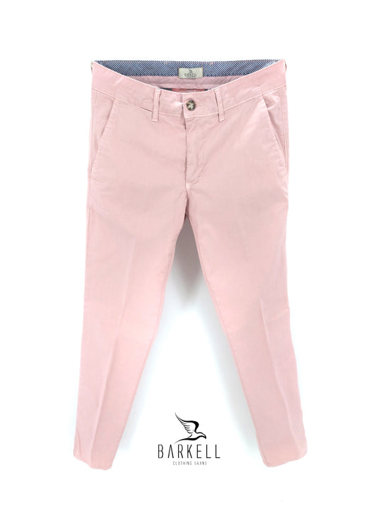 Pantalone Rosa Modello Chinos in Cotone Gabardina