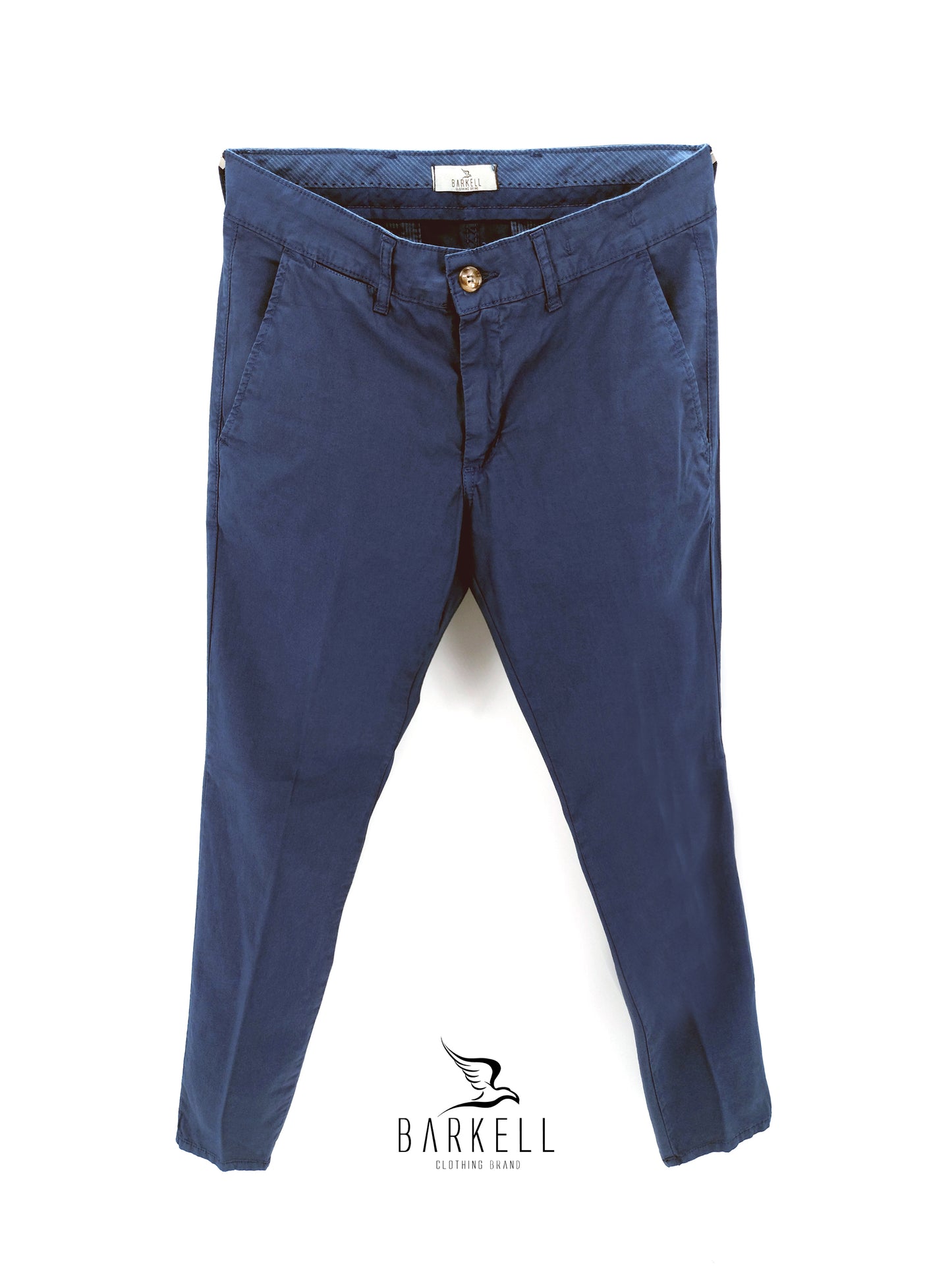 Pantalone Indaco Modello Chinos in Cotone Gabardina