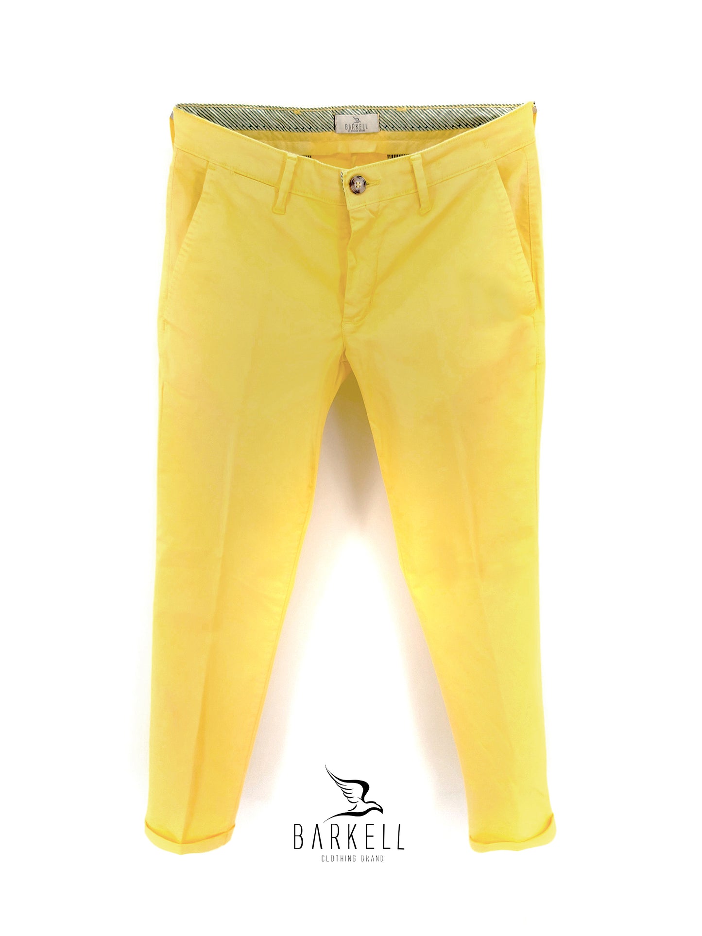 Pantalone Giallo Modello Chinos in Cotone Raso