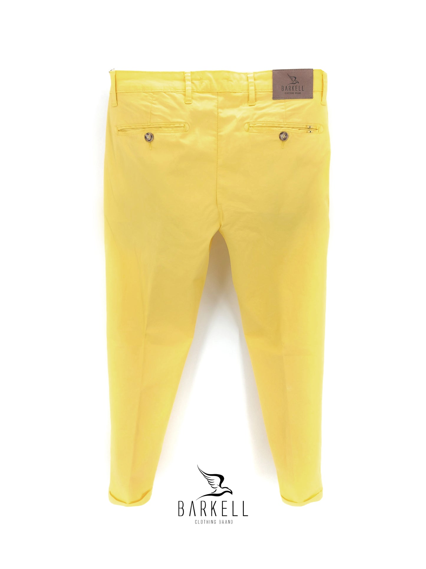 Pantalone Giallo Modello Chinos in Cotone Raso