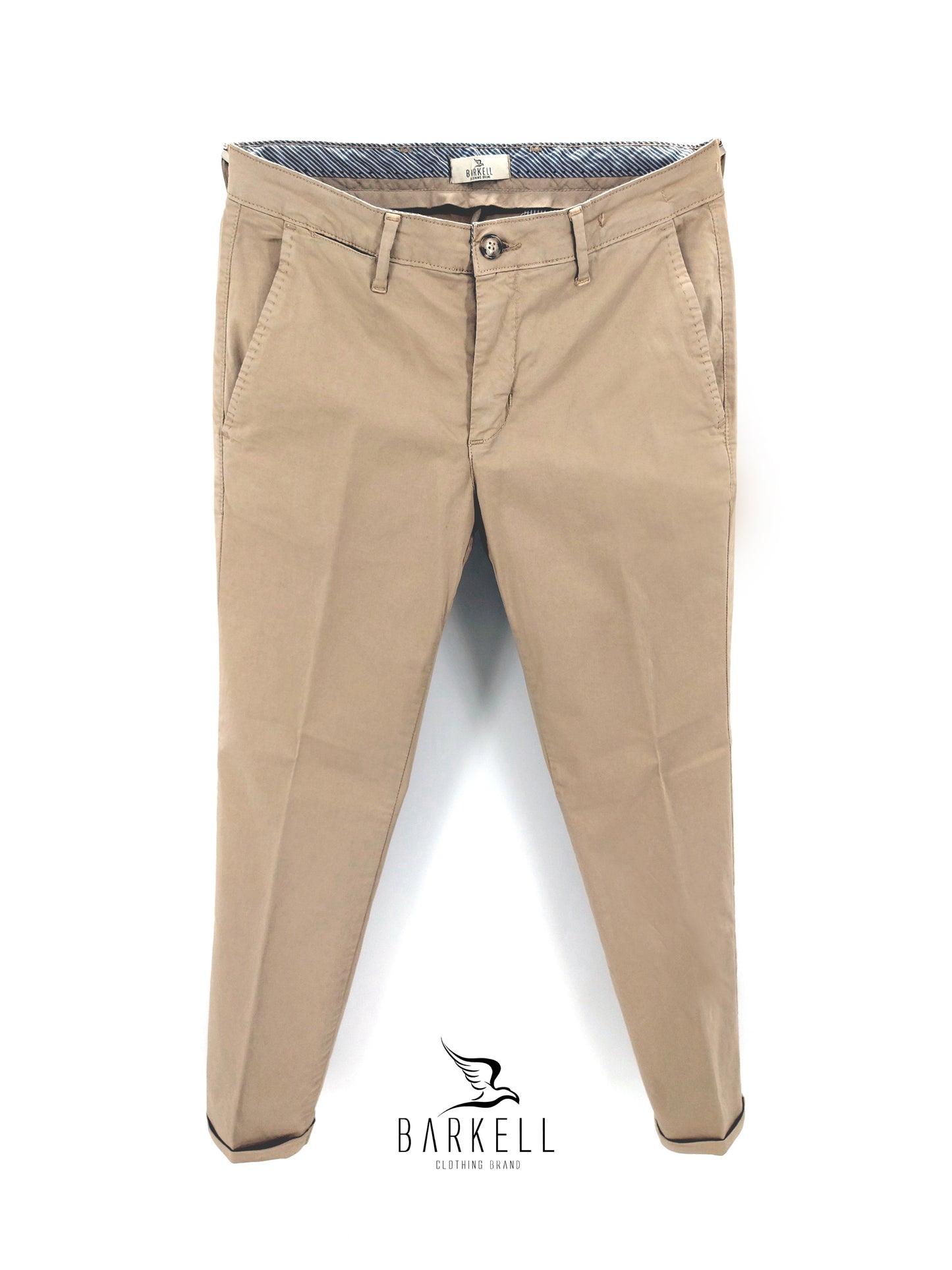 Pantalone Biscotto Modello Chinos in Cotone Raso