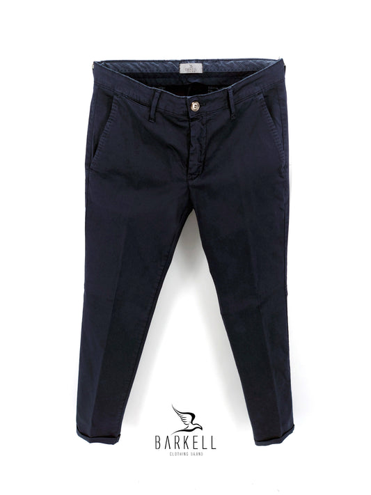 Pantalone Blu Modello Chinos in Cotone Raso