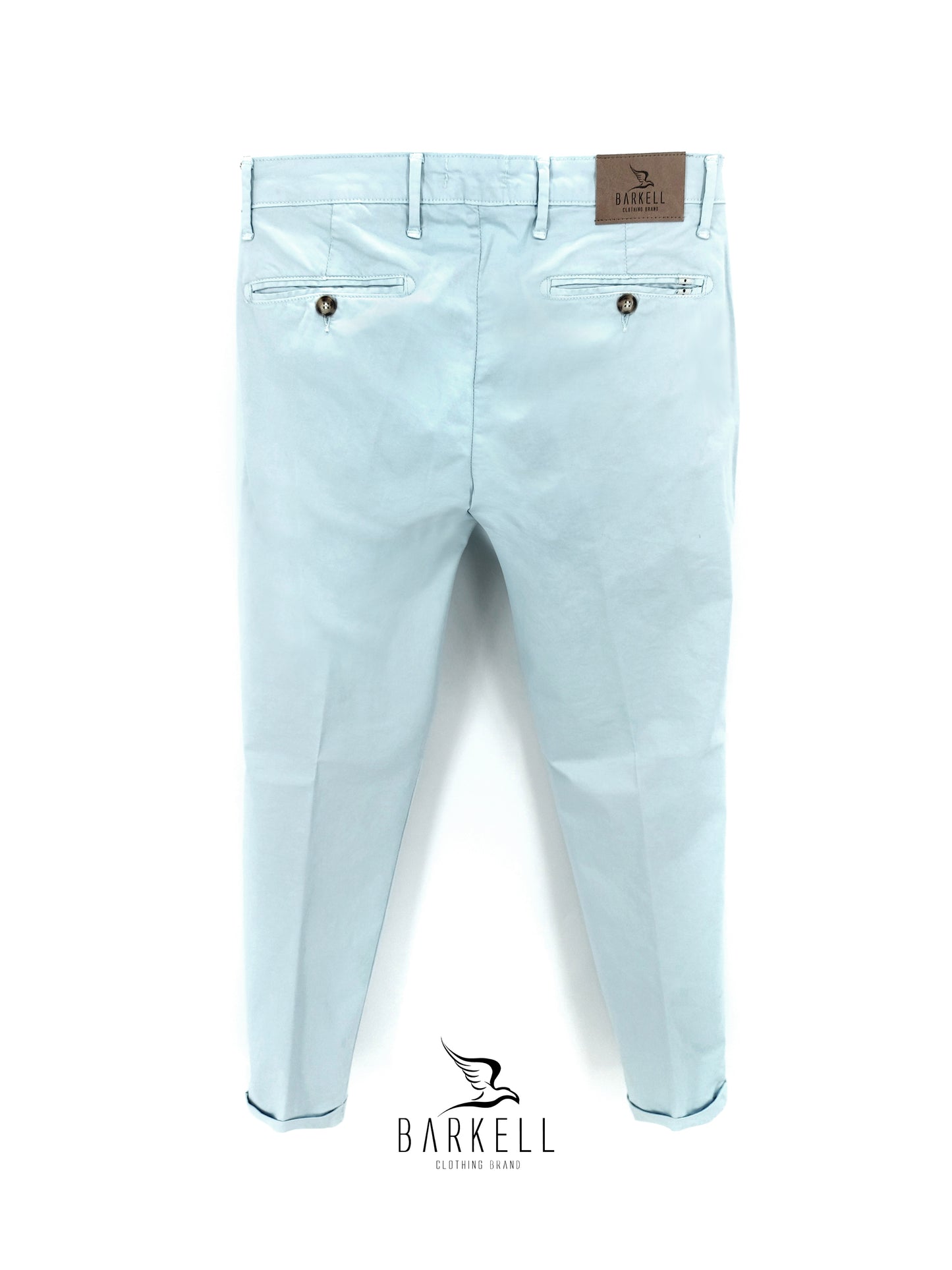 Pantalone Celeste Modello Chinos in Cotone Raso