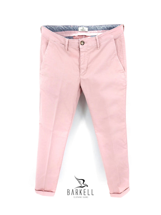 Pantalone Rosa Modello Chinos in Cotone Raso