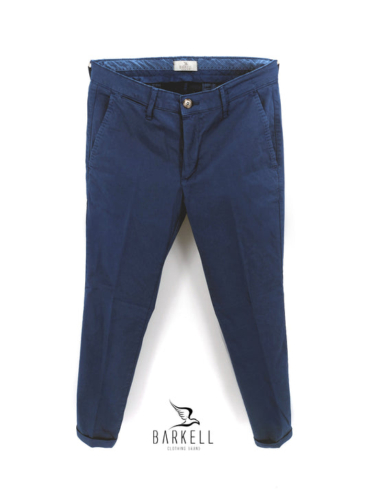 Pantalone Indaco Modello Chinos in Cotone Raso