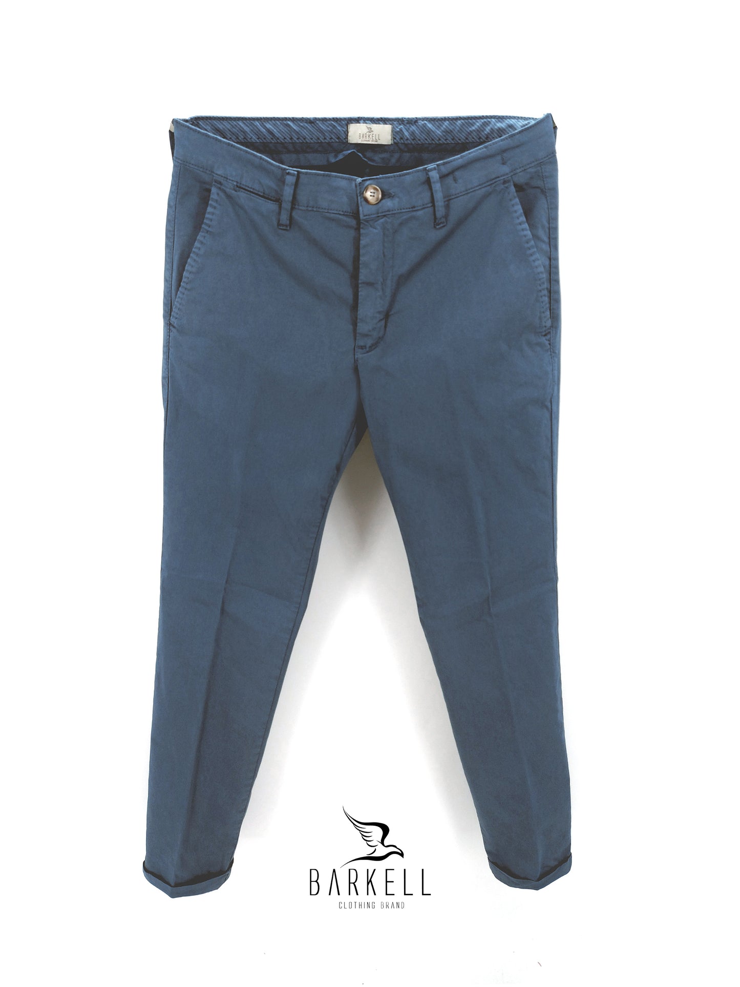 Pantalone Petrolio Modello Chinos in Cotone Raso