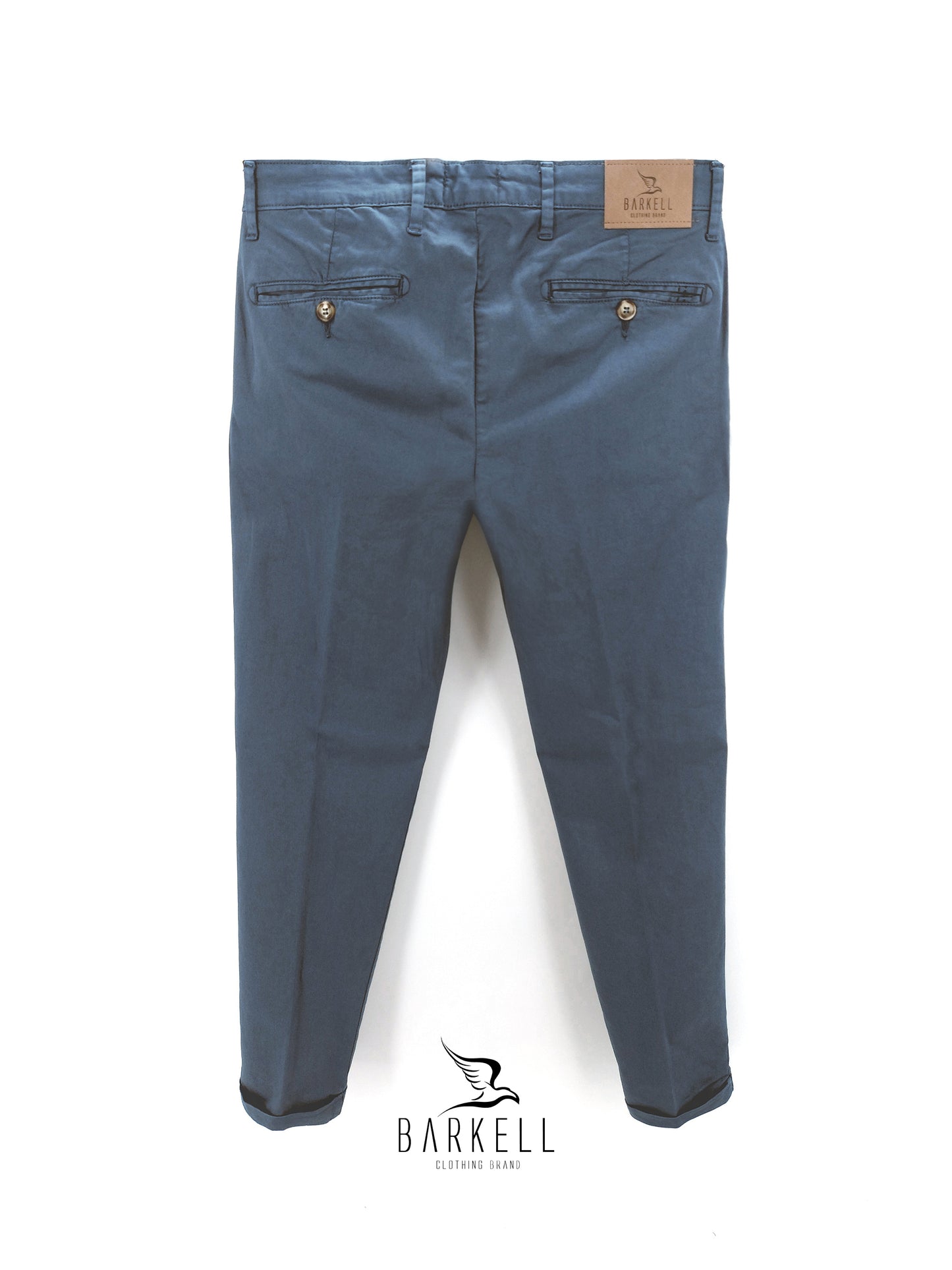 Pantalone Petrolio Modello Chinos in Cotone Raso