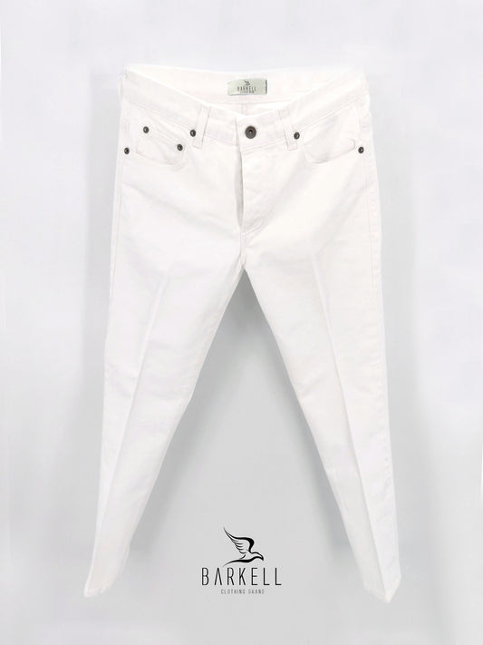 Pantalone Bianco Modello Jeans Cinque Tasche in Cotone Bull Vela