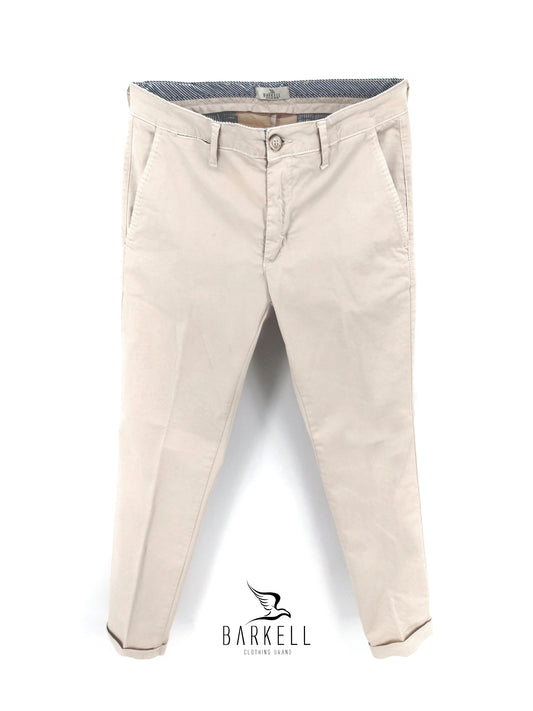 Pantalone Gesso Modello Chinos in Cotone Raso