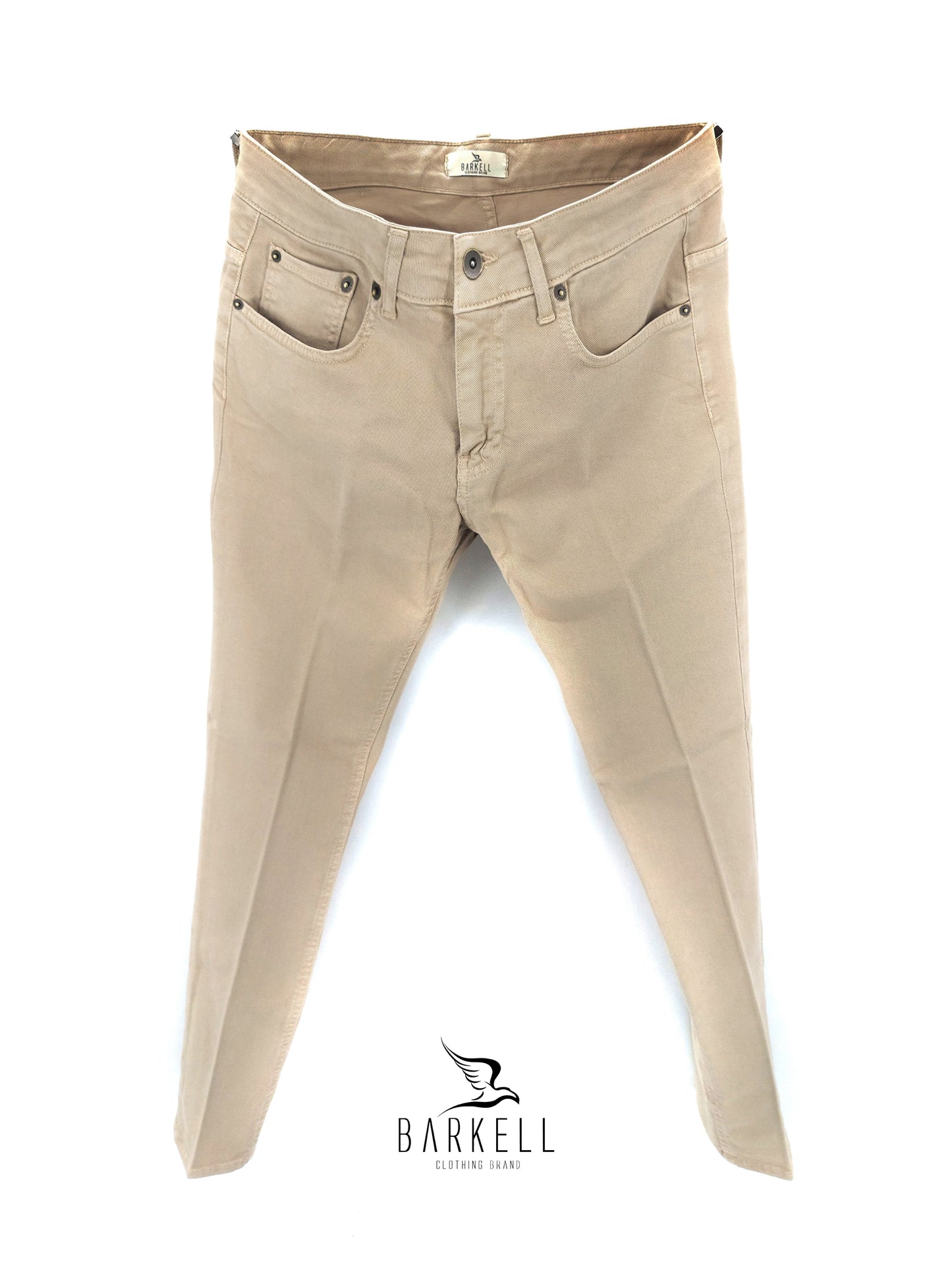 Pantalone Beige Modello Jeans Cinque Tasche in Cotone Bull Vela