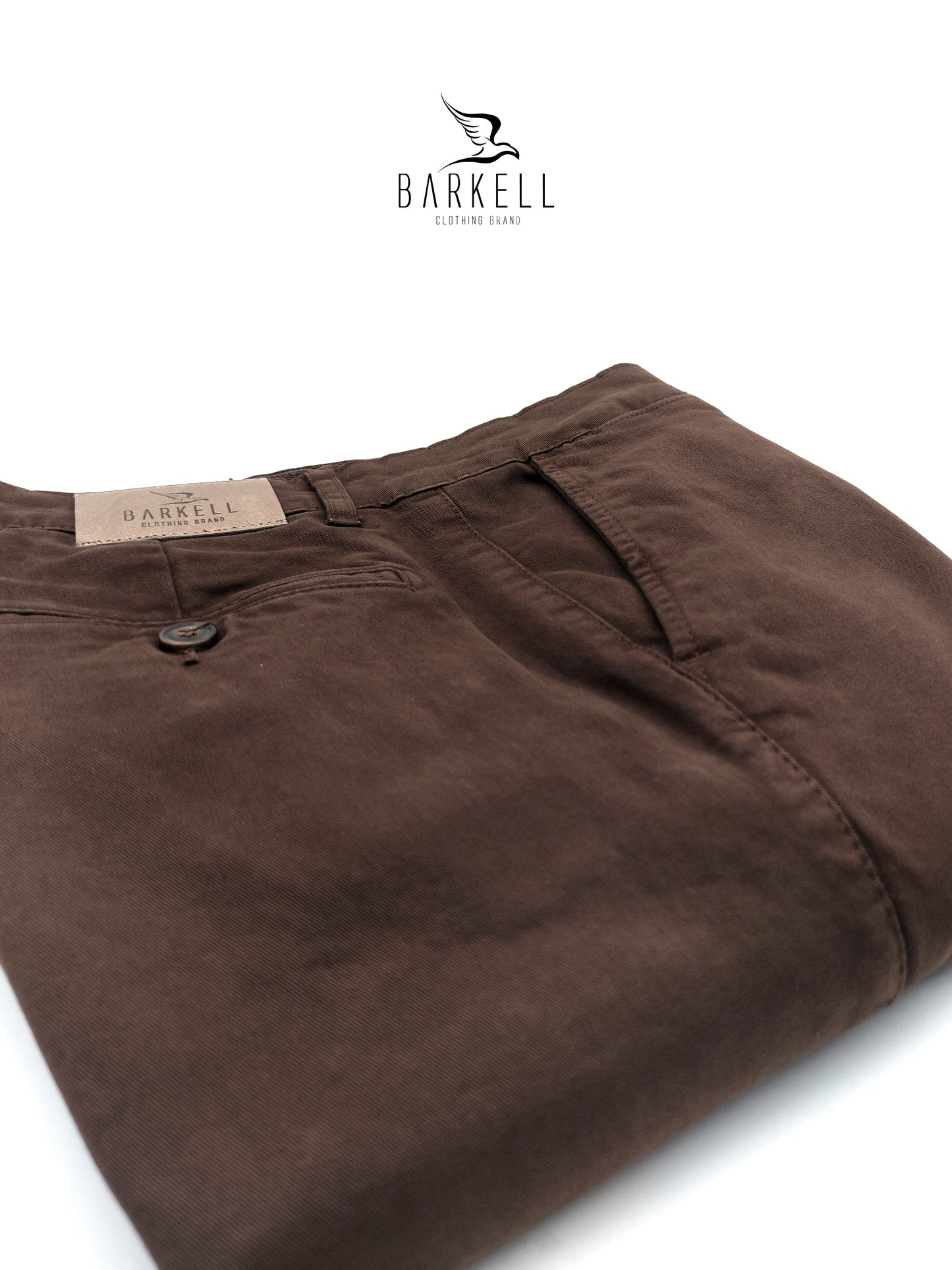 Pantalone Marrone Modello Chinos in Cotone Gabardina