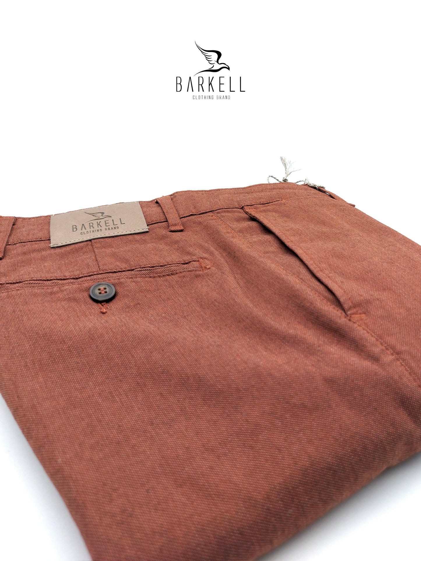 Pantalone Ruggine Modello Chinos in Cotone Microfantasia Pernice