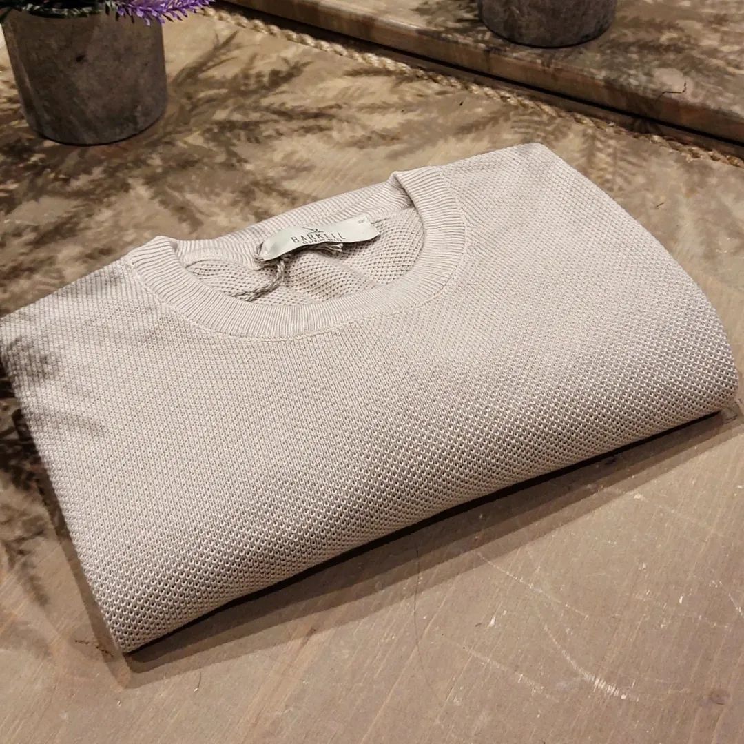 Maglia Girocollo in Puro Cotone Piquet Color Beige
