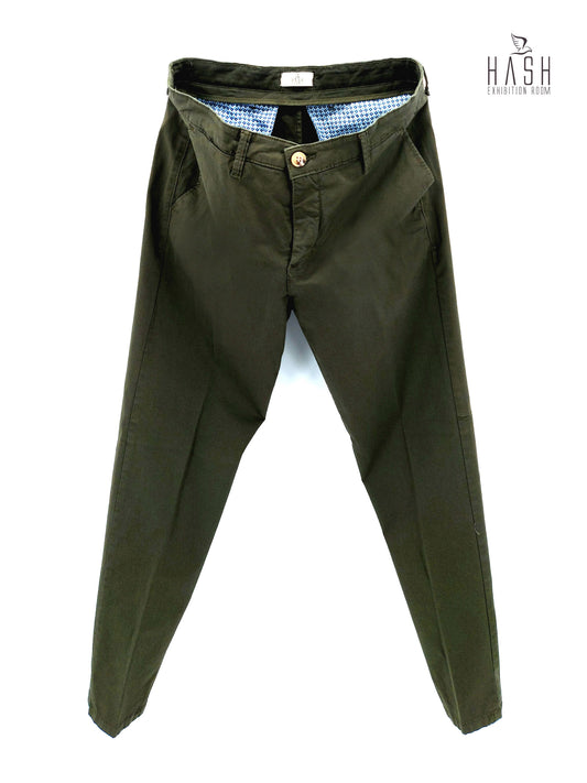 Pantalone Militare Modello Chinos in Cotone Raso